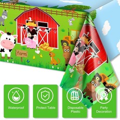Kasyat Farm Animals Party Tablecloth Farmhouse Disposable Plastic Table Cover