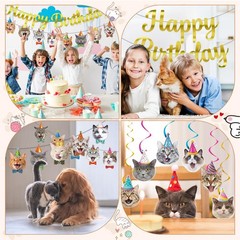 Cat Theme Birthday Party Decorations,Cat Decoration Happy Multi