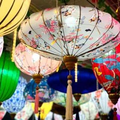 Retro Chinese Lantern Waterproof Outdoor Cloth Lantern Party Festival Decor