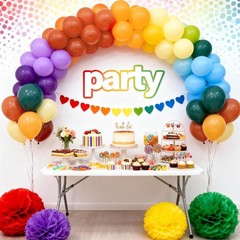 Boho Rainbow Balloon, Colorful Assorted Balloons Dusty Baby Orange Blue Dark …