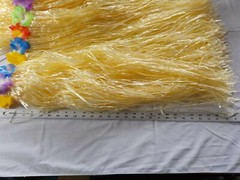 HAWAIIAN LUAU TABLE SKIRT 9 FT X 28 IN HAWAIIAN HIBISCUS BLONDE GRASS SKIRT NIOP