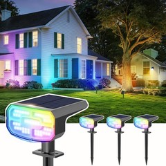 Color Changing Solar Spot Lights Outdoor Waterproof IP65,9 Lighting Modes Mul…