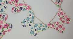 Floral Paper Butterfly Garland / Bunting 10 Butterflies, Each 5.5 X 4″ Spring