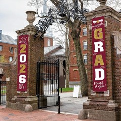 Charming 2026 Graduation Decorations: Maroon Gold Banners for Indoor/Outdoor Use