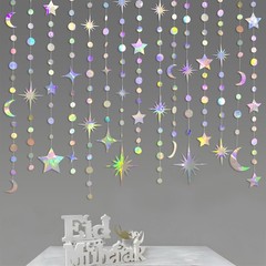 Iridescent Party Decorations Holographic Star Moon Circle Dot Garland Hanging…