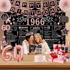 60Th Birthday Decorations for Women,32Pcs Back in 1966 Birthday Party Decoration