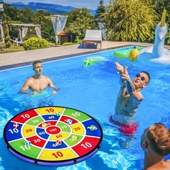 28 Inch Inflatable Dart Board Pool Game with Sticky Balls, Swimming Pool Wate…