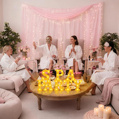 8 Pcs Spa Party Decorations Lights up Sign 6.42 Inch Spa Theme LED Neon