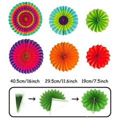Party Decoration, 21 Pcs Multi-color Hanging Paper Fans, Pom Poms Flowers, Ga…