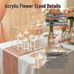 2 PCS 10 Inch Acrylic Crystal Wedding Centerpiece Clear Flower Stand Column