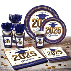 Graduation Decorations Class of 2025 Blue and Gold – Regular, White