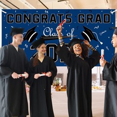 Graduation Decorations 2026 – Blue Polyester Backdrop –