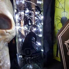 Halloween Light Up Bottle Home Decoration White Wire Lights Witch Hat Decal Boo