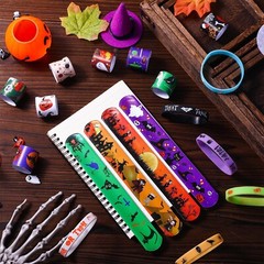 Seajan 48 Pcs Halloween Bracelets Set Party Favors 24 Luminous Silicone Brace…