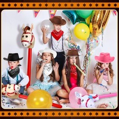 36 Pcs Cowboy Party Costume Set, Farm Cowboy Hats Paisley Bandanas Inflatable…