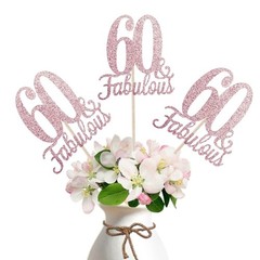 10 PCS Rose Gold 60th Birthday Centerpieces Double Sided Table Sticks Women