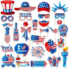 Independence Day Photo Booth Props with Sticks,Photo Booth Props,Patriotic