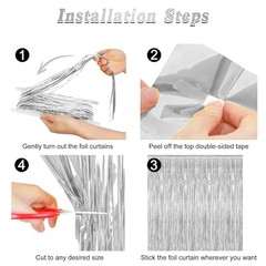2 Pack Tinsel Backdrop, 3.28 FT x 7.05 FT Birthday Party 2 PCS Silver
