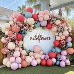 Pastel Balloon Garland Double Dusty Pink Blue Cream Balloon Light Purple Pink…