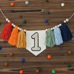 Handmade Rainbow 1st Birthday HighChair Banner Colorful Party Decoration For …