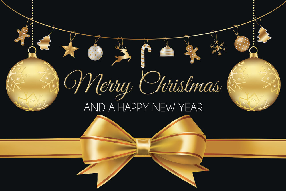 Big Poster Print Laminated Christmas Backdrop Gold Black Scene Setter Any Text