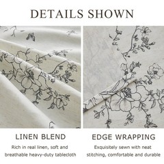 Rustic Floral Tablecloths Rectangular 55×84 Inch Linen Tablecloth Farmhouse Vint