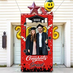 Graduation Decorations Class of 2026 Party Photo Booth Prop Red