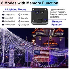 Memorial Day Garden Lights, 200LED Solar Fairy String Lights