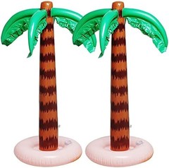 Inflatable Palm Tree Decoration, 2 Pack Jumbo Coconut Trees Beach Backdrop Favor