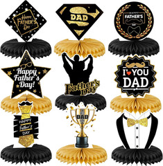 Father’S Day Decorations Honeycomb Centerpieces, Black and Gold Happy Father’S D