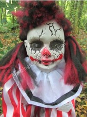 Halloween Animated Talking Zombie Clown Girl Doll Light Up Eyes Party Prop Decor