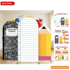 Back to School Composition Notebook Arch Backdrop Cover 4Ft 5Ft 6Ft Colorful Set