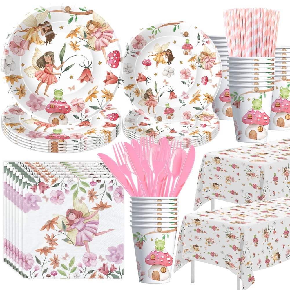 Fairy Party Decorations Tableware – Fairy Birthday Party Supplies, Plate, Cup…