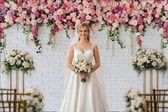 7x5ft White Brick Wall Floral Backdrop with Hanging Flowers – Spring Garden