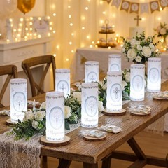 20 PCS 10 Sets Baptism Centerpieces Table Lantern Light Holders LED Candles