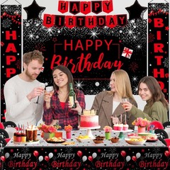 Red Black Birthday Decorations for Men Women, Red and Black Party Decorations…