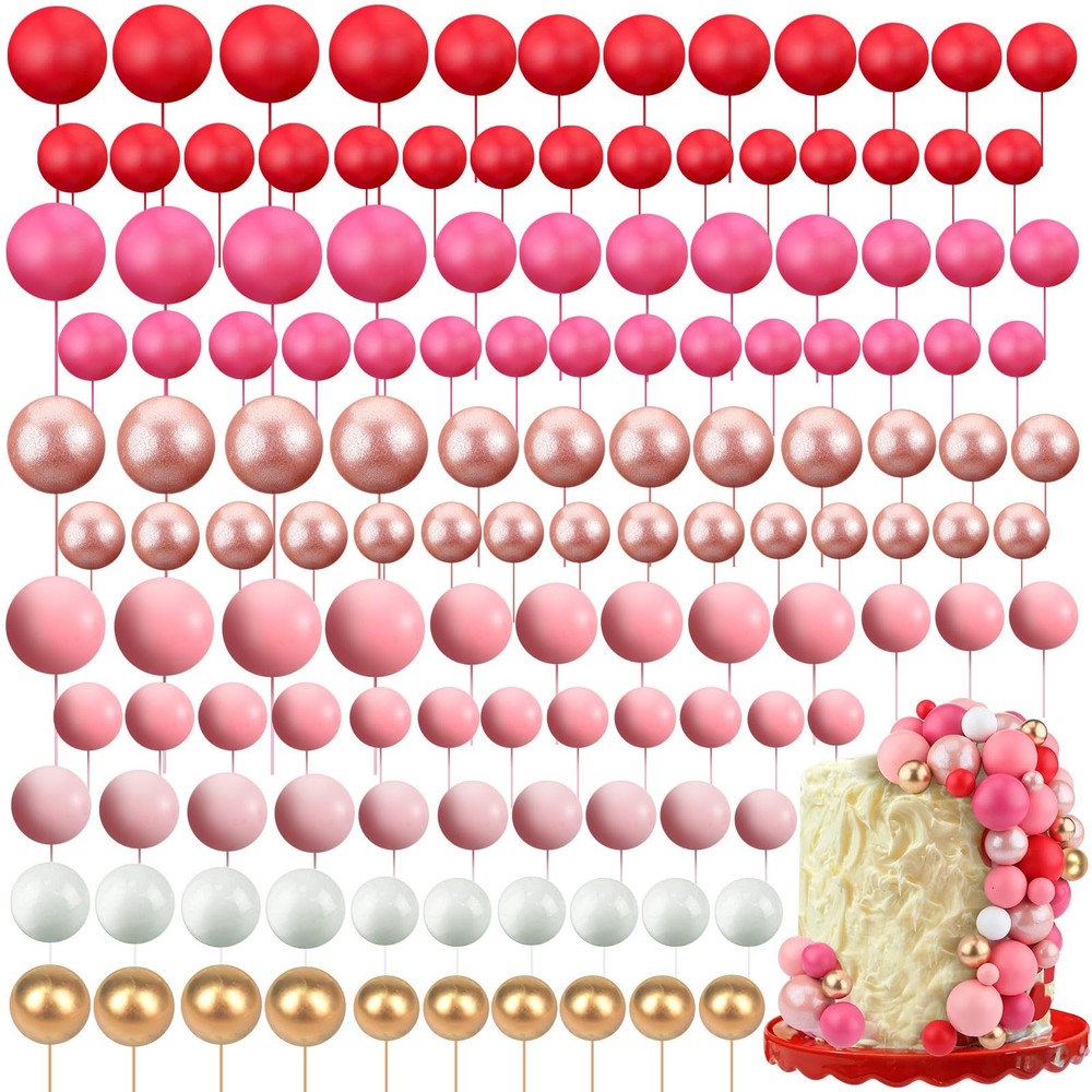 Maitys 216 Pcs Balls Cake Topper Mini Foam Balloons Toppers Ball Shaped Cake …