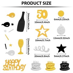 3000 PCS Black Gold Silver 50th Birthday Anniversary Number 50 Confetti