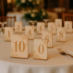 10pcs Wooden Table Numbers Rustic Table Signs with Base Holder Place Card Holder