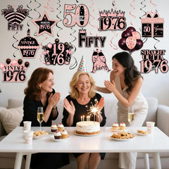 50Th Birthday Decorations Hanging Swirls – 30Pcs Happy 50Th Birthday Decor for W