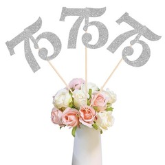 Silver 75th Birthday Centerpiece Sticks Glitter Table Toppers Party 12 PCS