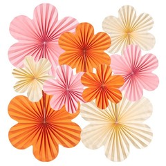 15 PCS Pink Orange Paper Flowers Lanterns Floral Backdrop Wall Decor