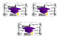 Class of 2025 Graduation Mini Candy Wrapper | Set of 60 Stickers | Purple Theme