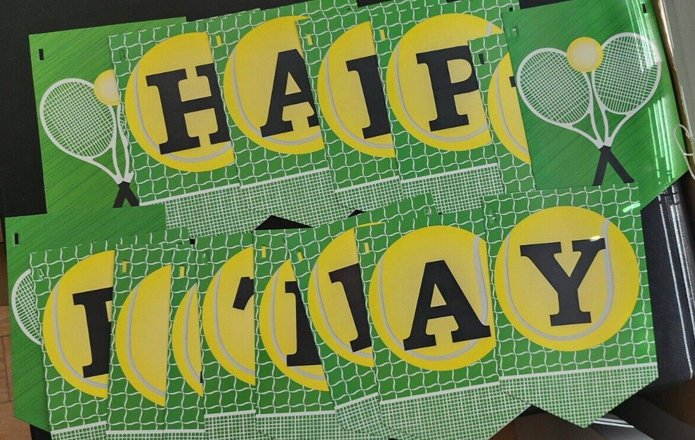 PARTY -Tennis Theme Happy Birthday With 15 Tennis PHOTOBOOTH PROP SIGNS