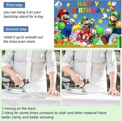 Super Mario Bros. Theme Party Decoration, 5×3.5ft Happy Birthday Backdrop