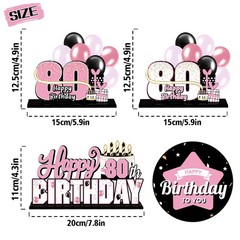 Happy 80th Birthday Pink Acrylic Table Topper Centerpieces Cheers to 80