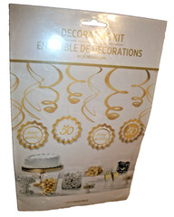 2pks 50TH HAPPY BIRTHDAY DECORATING KIT HANGING FANS SWIRLS GOLD (B195)