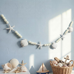 Felt Starfish Seashell Party Banner 8.2 Ft Beach Birthday Party Garland Decorati