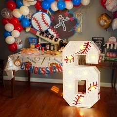 Baseball Marquee Number 6 Decor: 3ft Light Up Party Theme