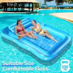 Inflatable Tanning Pool for 2 Person, 81»x 60» Tanning Pool Lounger Float w…